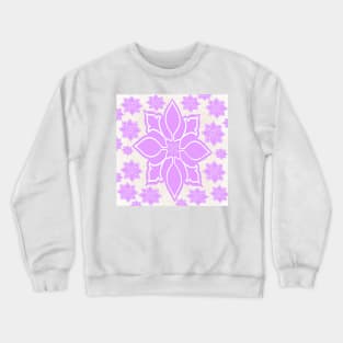 Purple and White Flower Medallion Crewneck Sweatshirt